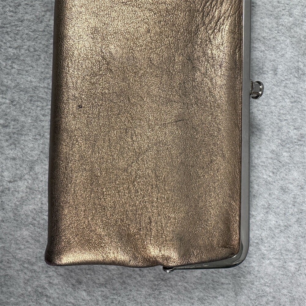 HOBO Lauren Clutch Wallet Womens Small Metallic Gold Kisslock Zip Pocket - Picture 7 of 13